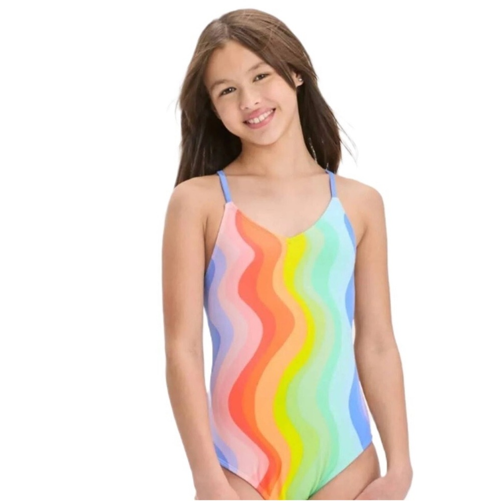 Art Class NWOT Colorful Wave Pattern One Piece Swimsuit Size Lg 10/12
